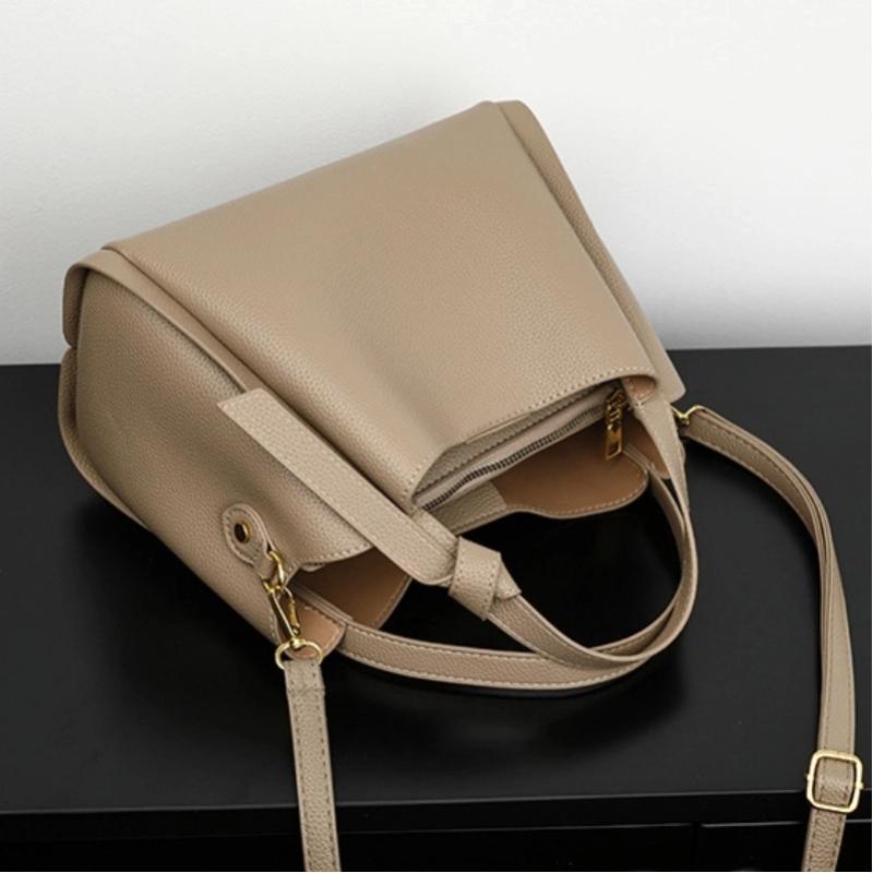 Genți de umăr tip bucket la modă pentru femei, genți messenger crossbody din piele PU de lux de designer, poșetă de mână casual cu culoare solidă pentru doamne