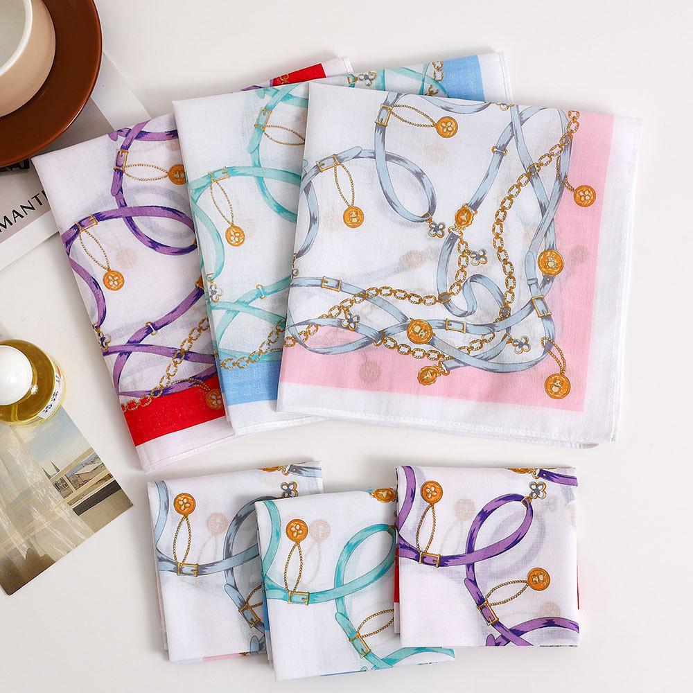 6 Stück Damen Reine Baumwolle Bedrucktes Taschentuch Damen Druck Weich und Bequem Dünnes Saugfähiges Schweißtuch 43cm