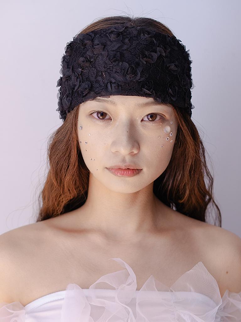Poejidam Rose Veil Head Band In Black