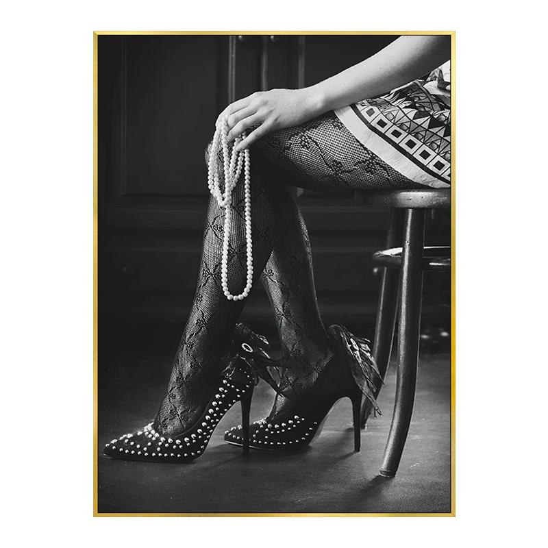 Mode Lyxbil Sexiga Kvinnor Moderna Svartvita Dekorativa Målningar Canvas Väggkonst Bilder Foton Vardagsrum Heminredning