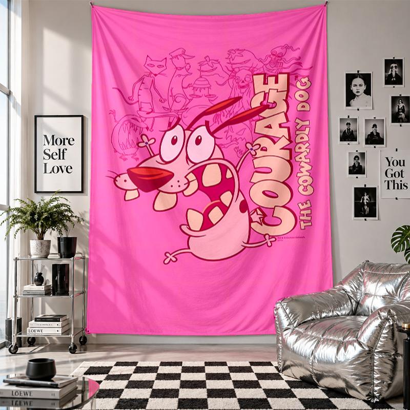 Wall TapestryCourage The Cowardly Dog Art Hanging Cloth Decorative Background Cover for Room Decoration
