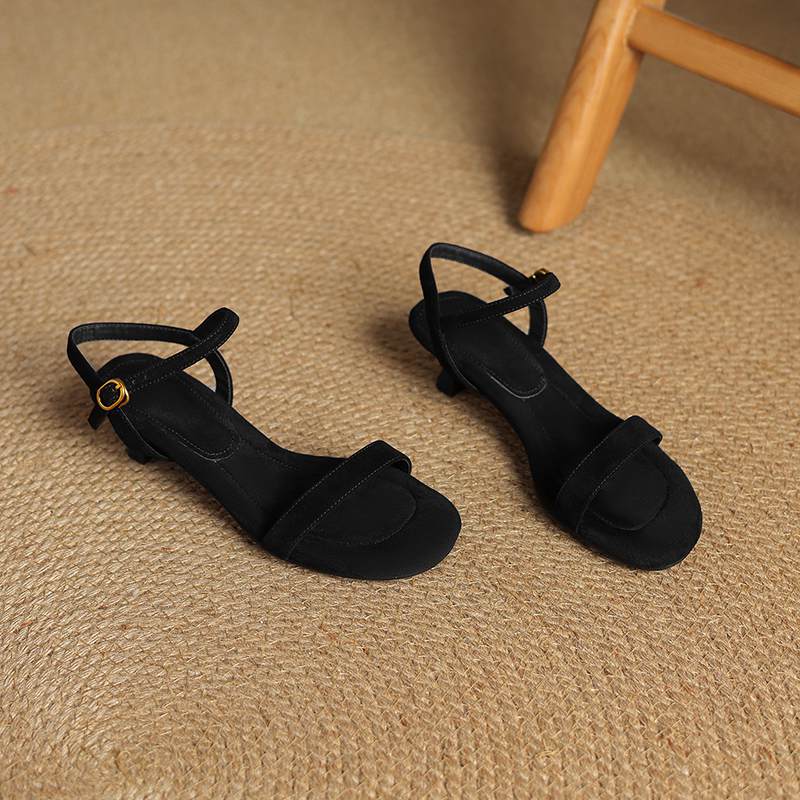 Krazing Pot Cow Skin Thin Med Heels Concise Style Summer Size 42 Basic Clothing Dating Women Sandals