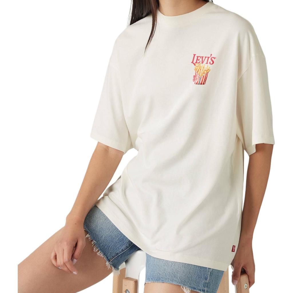 Levis Loose Simple Comfortable Food Pattern Round Neck Short Sleeve Drop Shoulder T-Shirt Women T-Shirts A4924-0096