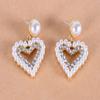 1 Pair of Women's Earrings Golden Love-heart Shape Pearl Earrings