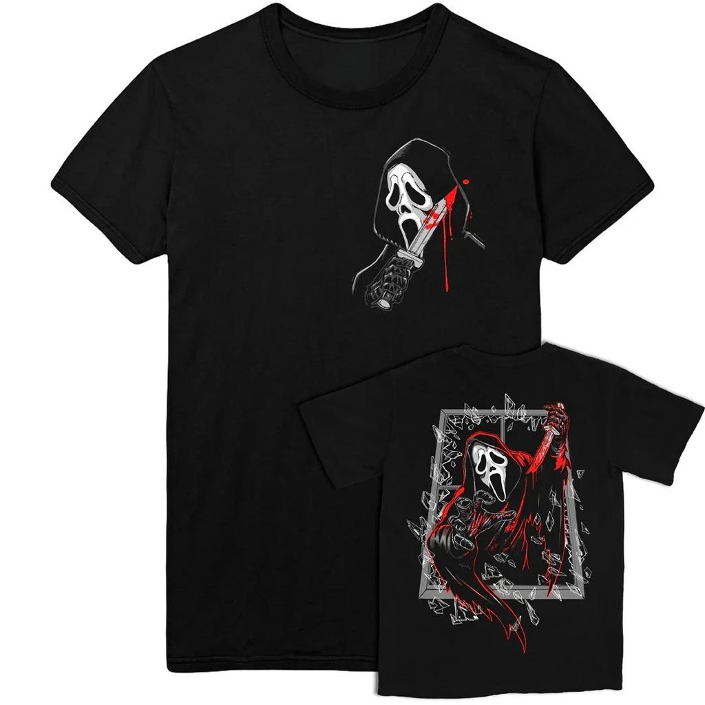 Scream Movie Ghost Face T-shirt for Men and Women Summer Pure Cotton Clothing Fashion Gothic Short Sleeved T-shirt Unisex