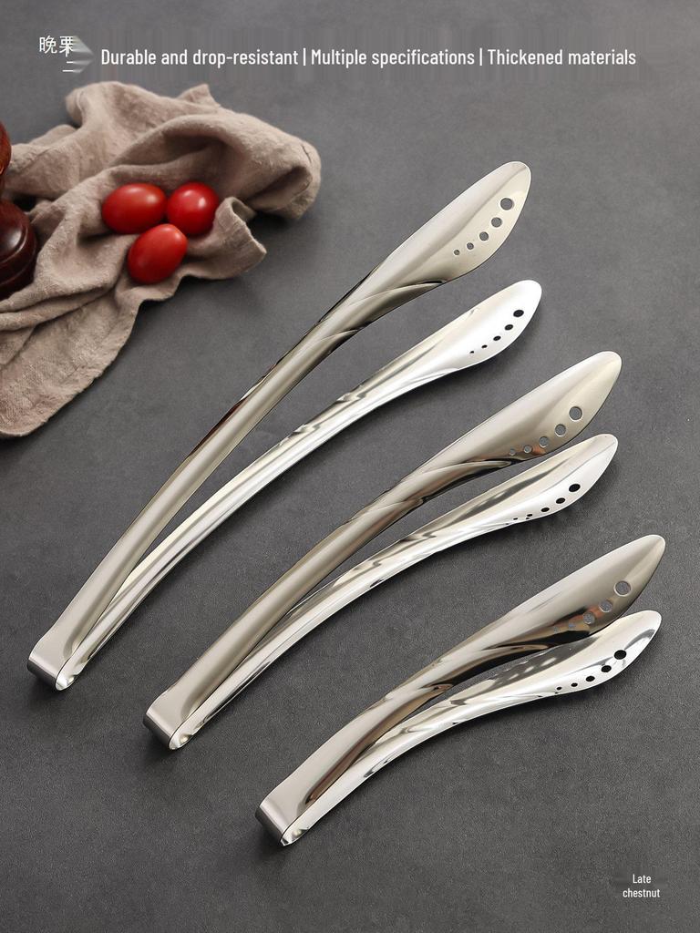 Korean Style Stainless Steel BBQ and Cooking Tongs for Grilling, Buffets, Hot Pot, and Dessert.