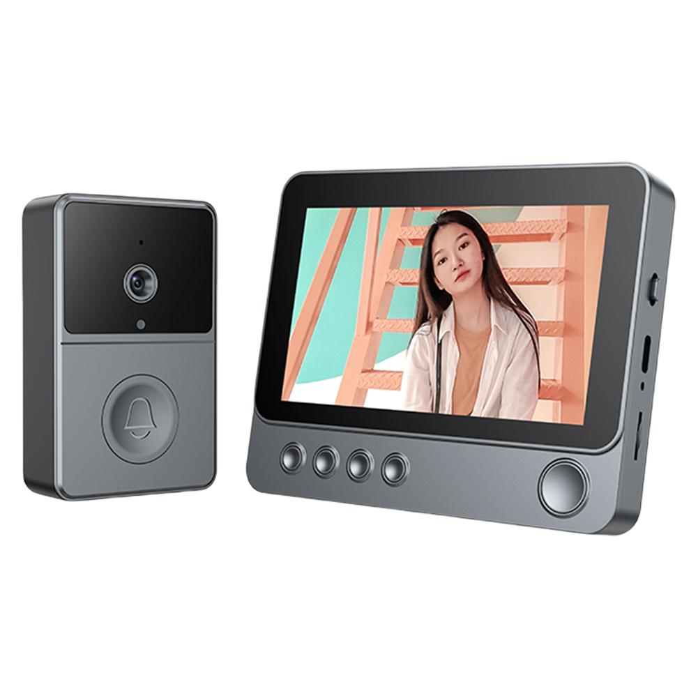 2.4G Wireless Video Intercom Doorbell 4.3 Inch IPS Screen Video Doorbell Two Way Voice Doorbell with Camera Monitor Night Vision