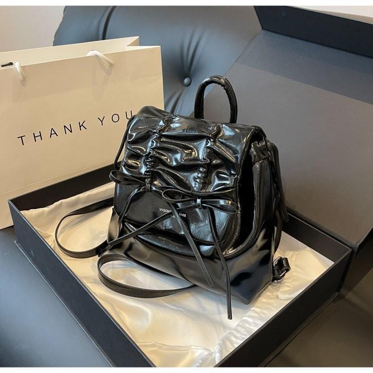 Корейская мода Ins Простая текстура Большая вместимость Сумка Женская 2023 Новая Осень и Зима Бант-бабочка Сумка через плечо