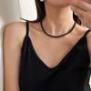 Luris Black Onyx Ball Raw Stone Silver 925 Necklace E68