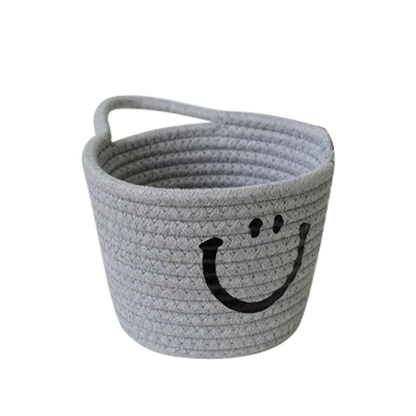

Милая корзина из хлопковой веревки, настенная, мягкая, складная, ручной работы, маленькая корзина для хранения для домашнего использования серый