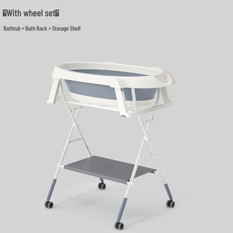 Newborn Bath & Care Station: Infant Bathtub, Diaper Changing, Drying Rack - No Bending