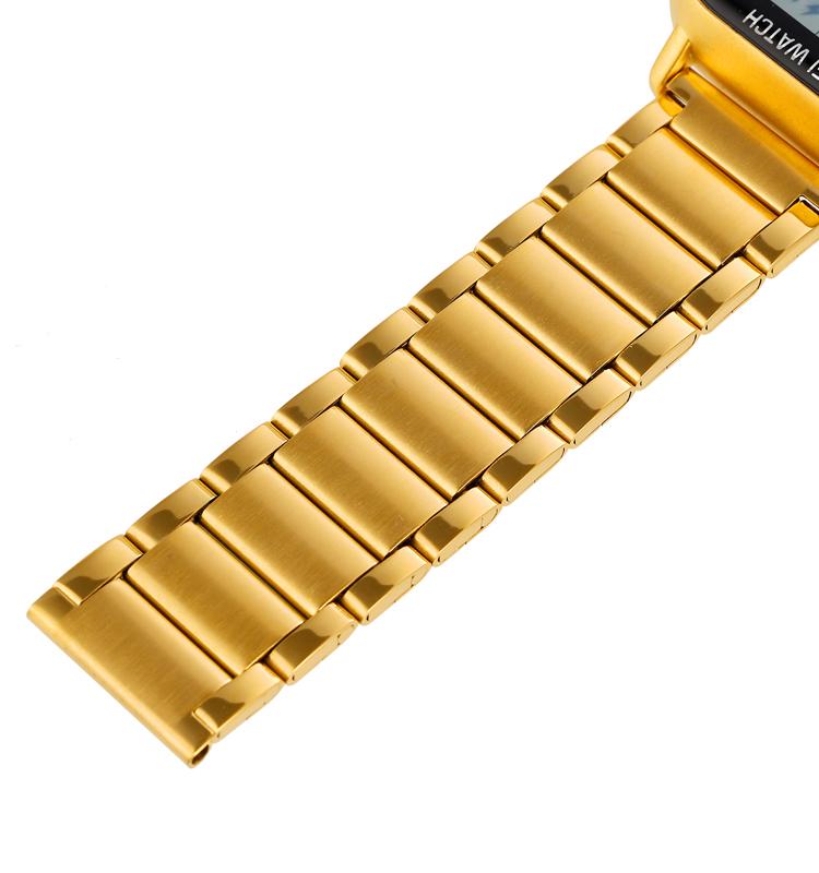 SKMEI 1888 New Design Golden Mens Digital Watch Costume Stainless Steel Band Rectangle Chrono Vintage Business Wristwatch