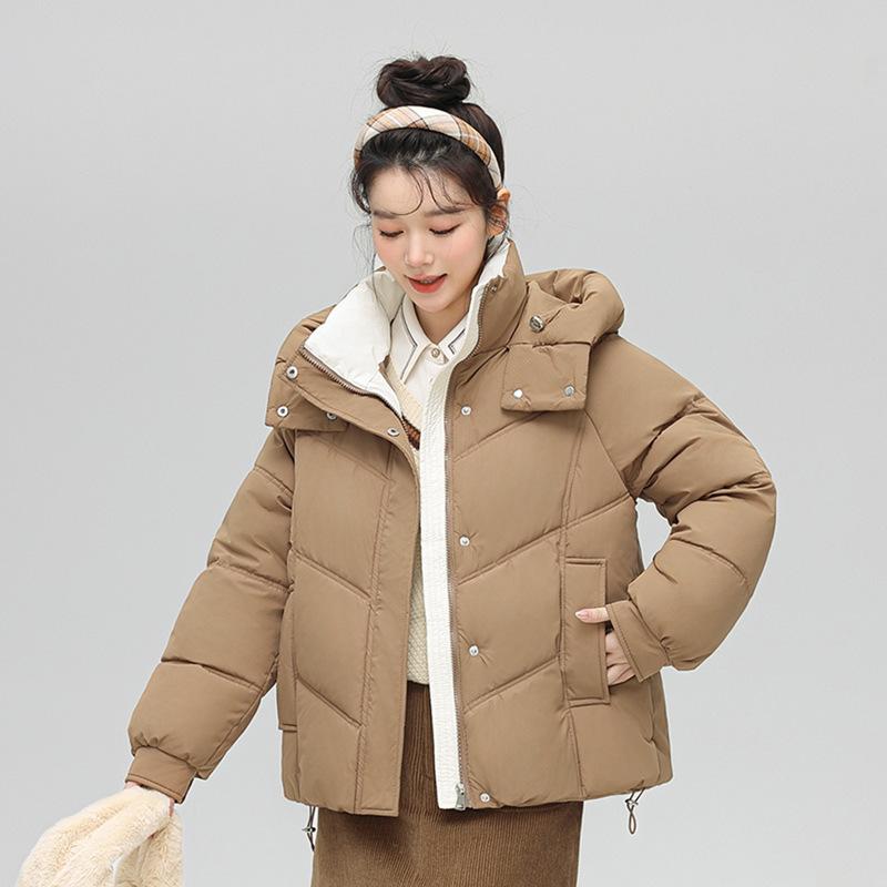 New Versatile Cotton Jacket for Women Short Thickened Bread Jacket for Winter Student Hooded Cotton Jacket