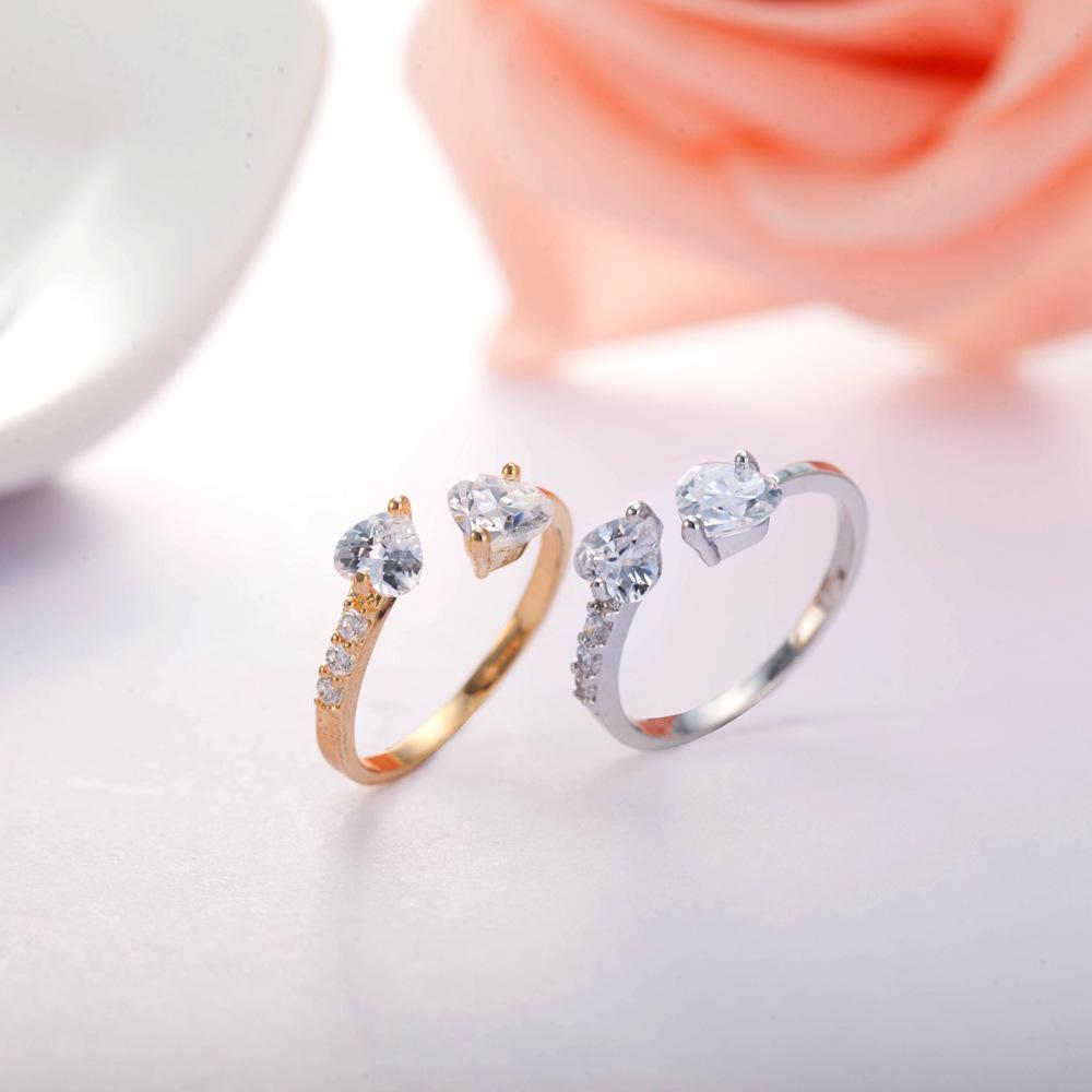 2023 Korean Heart-Shaped Zircon Open Ring: Luxurious, Trendy, and Elegant.