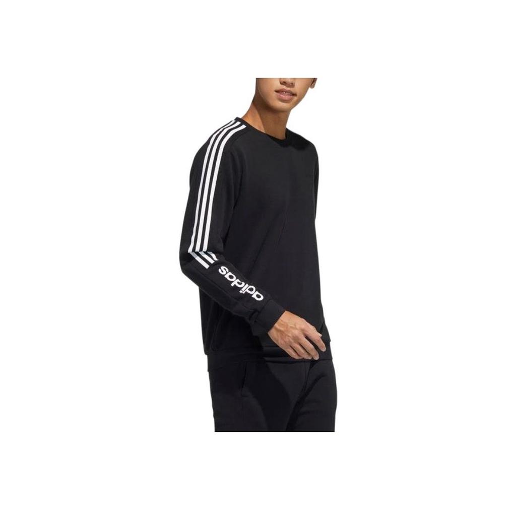 adidas Neo Basic Kurzarm Logo Print Strick Rundhals Sweatshirt Herren Oberteile Schwarz H45108