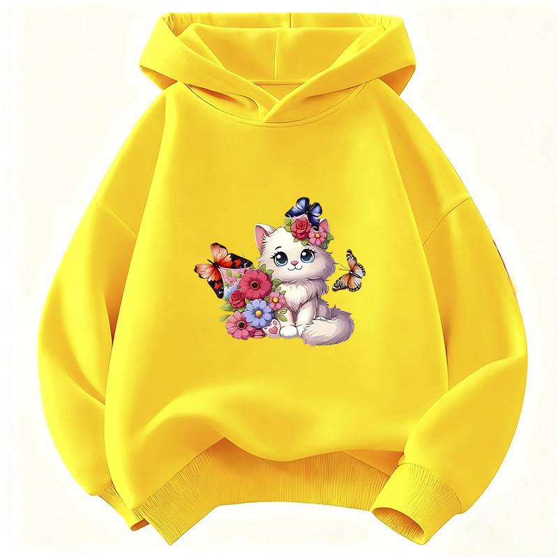 Funny Cat Cute Girls Hoodie Kids Children's Sweatshirt Cute Harajuku Hoody for Boys Autumn Winter Casual Hoodies
