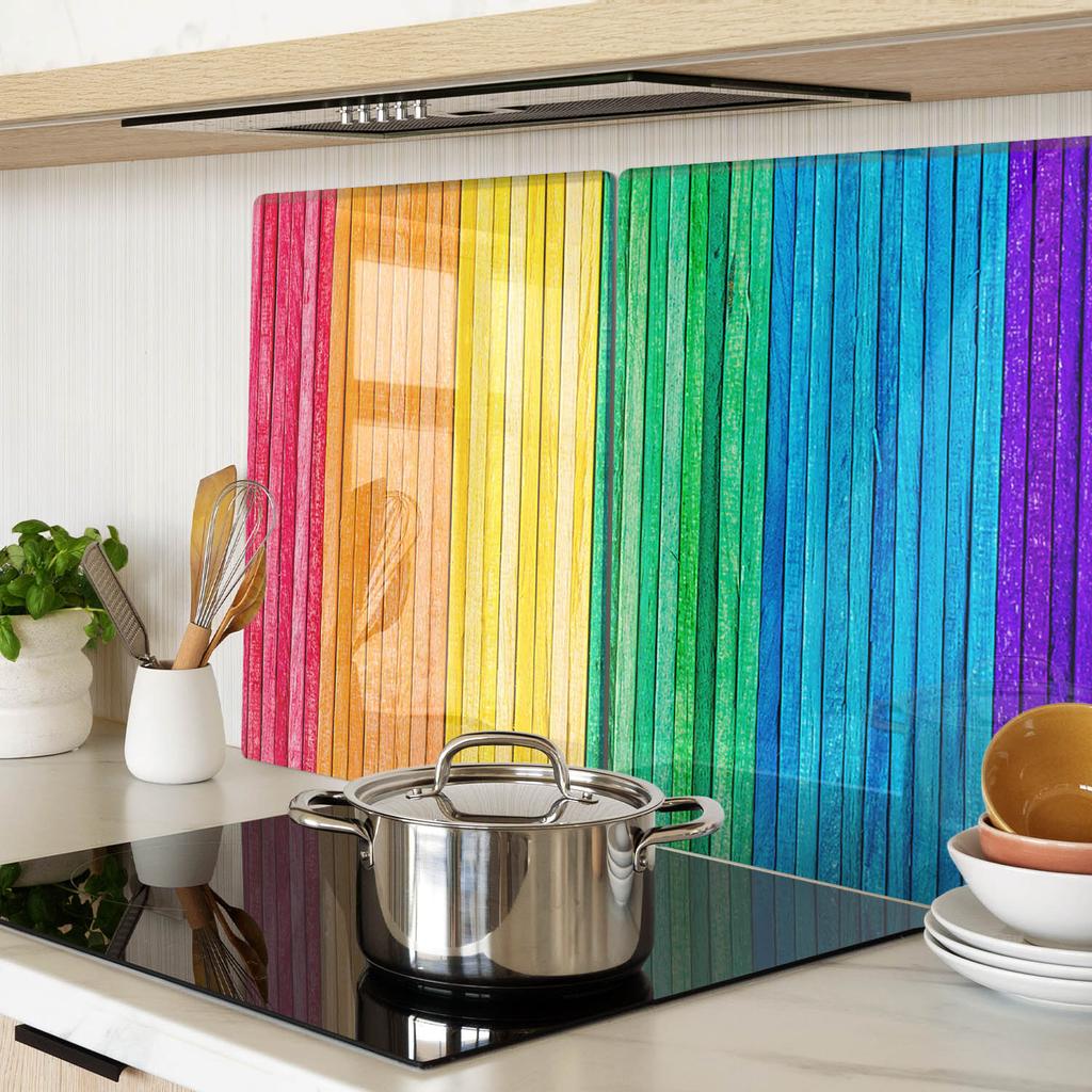 Decorative Glass Kitchen Chopping Boards, Colored Stripes, 2x40x52 Cm