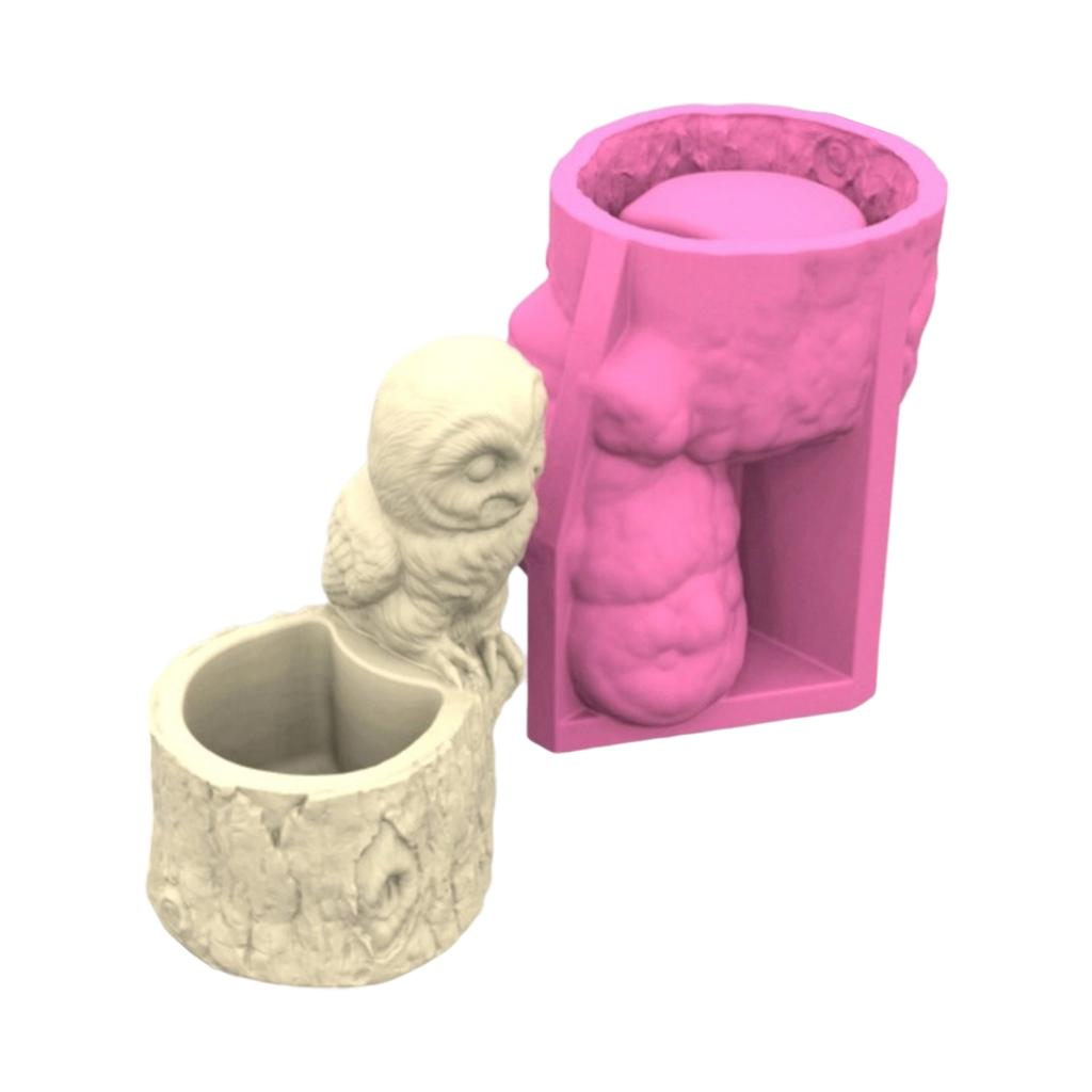 Multipurpose Owl Silicone Mold Planter Molds Silicone Texture Suitable for Plant Pots Cement and Plaster Craft Projects
