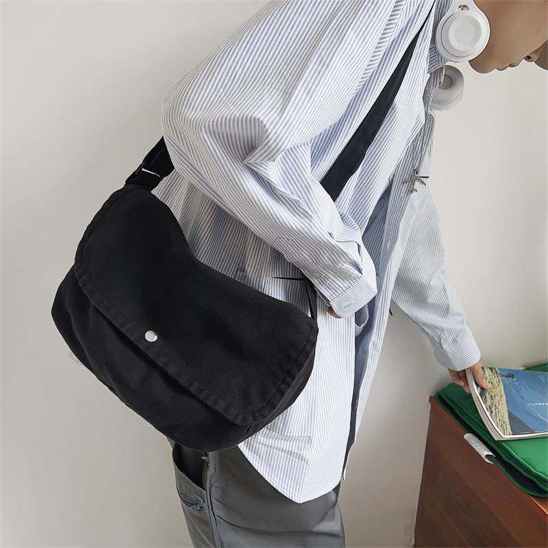 Schoolbag Japanese Casual Canvas Bag Crossbody Bag Men's and Women's Retro Simple Shoulder Bag Student Backpack Class Bag Men's Satchel Bag