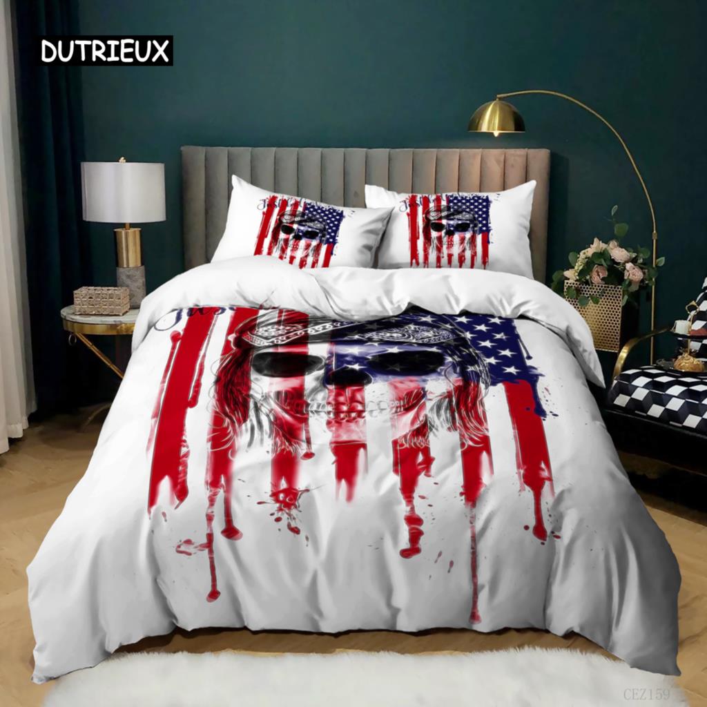 Nationalflagge Bettbezug Set King Size Kreatives Amerikanische Flagge Bettwäscheset für Teenager Erwachsene Mikrofaser Einzel Doppel Bettdeckenbezug