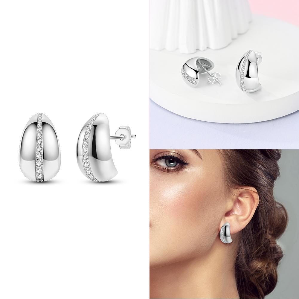 Hoop Earrings 925 Silver Certified Red Bow Heart Zircon Stud Earrings Lady's Anniversary Gift Luxury Jewelry