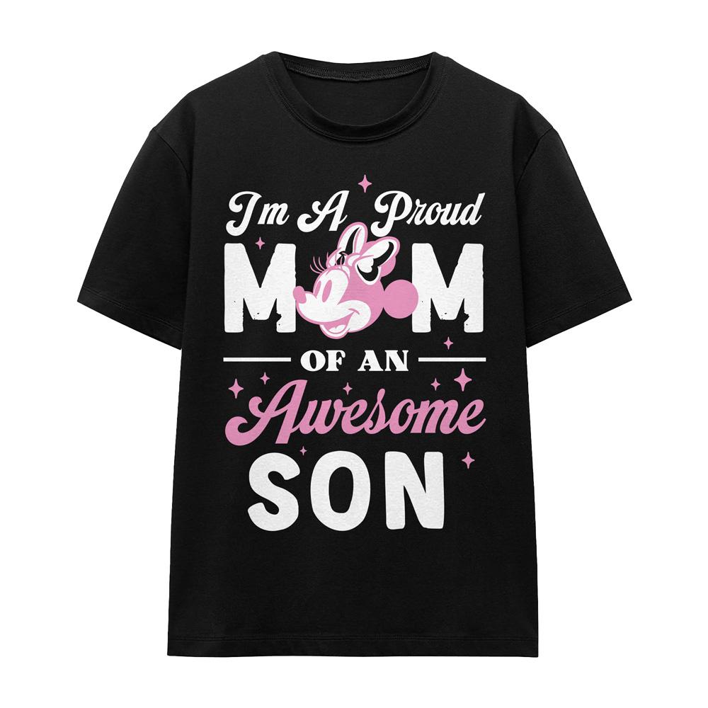 Minnie Mouse Unisex Adult Proud Mom, Awesome Son T-Shirt