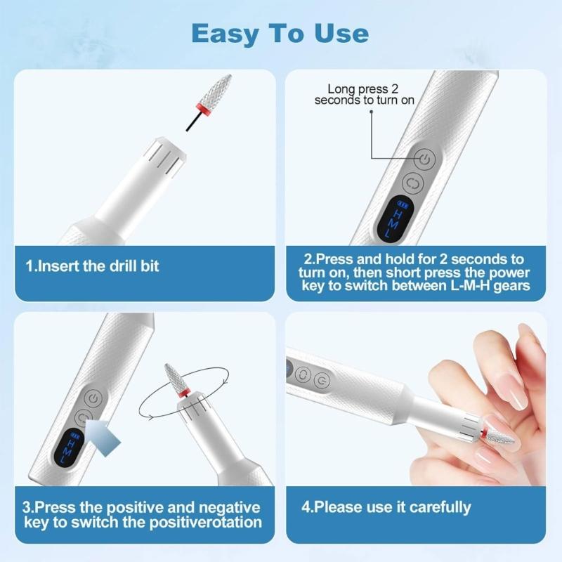 Professional Cordless Nail Drill Machine With 12 Pieces And 36 Sanding Bands For Manicure Pedicure At Home Or Salon