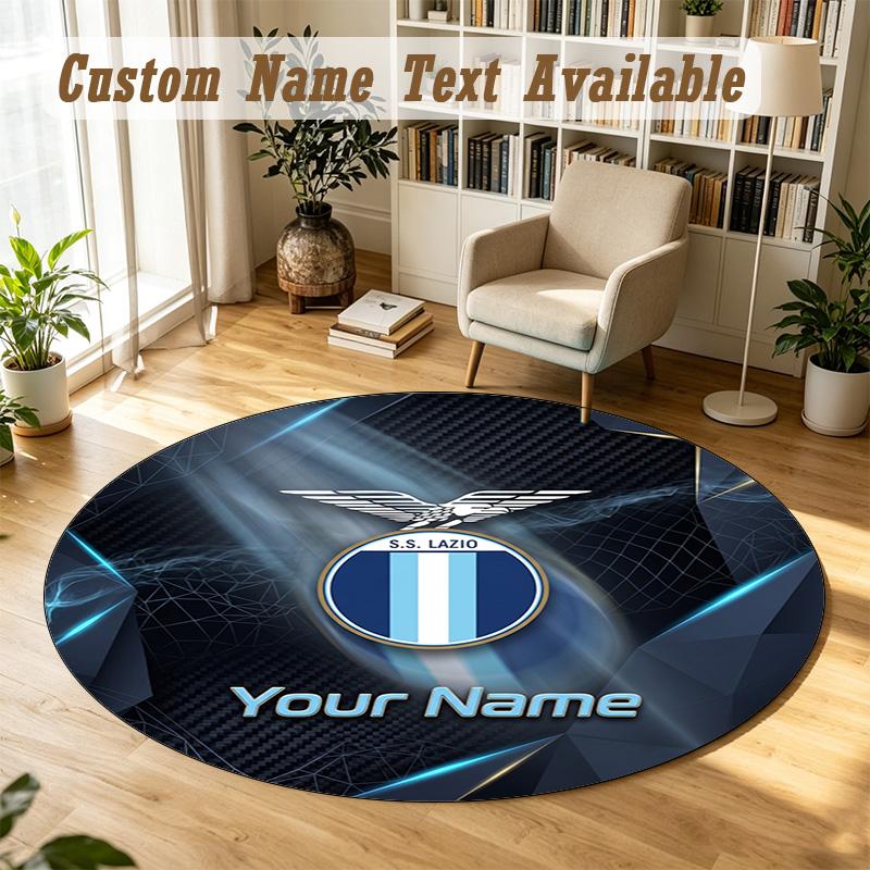 Round Rug Custom NameLazio FC Pattern Non Slip Carpet Home Floor Decor