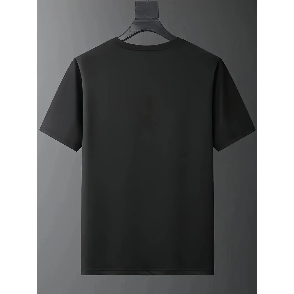 Retro street element printed T-shirt, classic letter pattern  short sleeve 220g