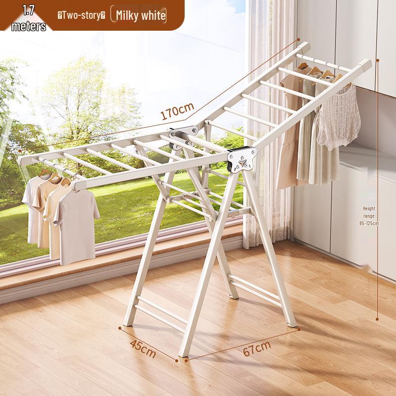 Adjustable Foldable Clothes Drying Rack for Indoor/Outdoor Use - Ideal for Bedroom, Balcony, and Baby Items.