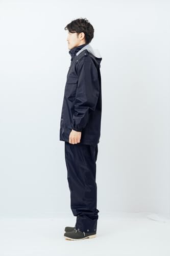 Winter Cherry Men's Defend Rainsuit, Waterproof Rainwear Set with Fully Mesh Lining, Navy, Size LL
