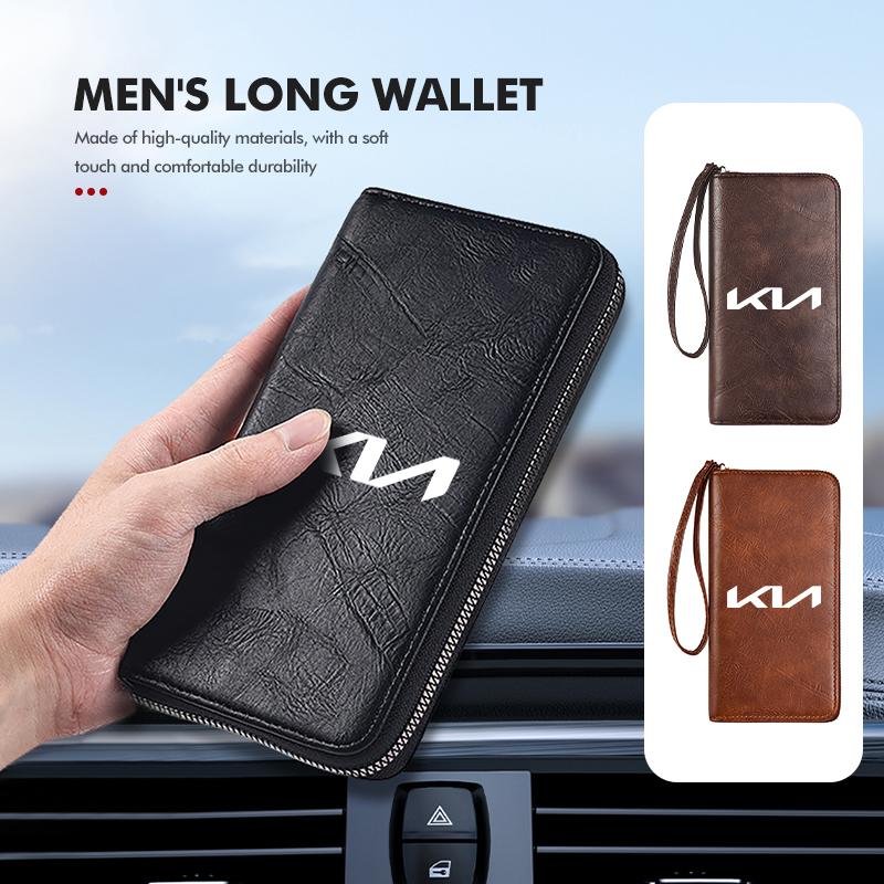 SUMB3 Car Driver License Purse Credit Card ID Holder Zipper Wallet Sticker For KIA K5 K2 Optima Spectra Niro Cadenza Sephia Carens