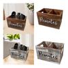 Remote Control Holder 2 Compartments Farmhouse Wooden Desk Organizer for Countertop Bedroom Nightstand Home Office Supplies