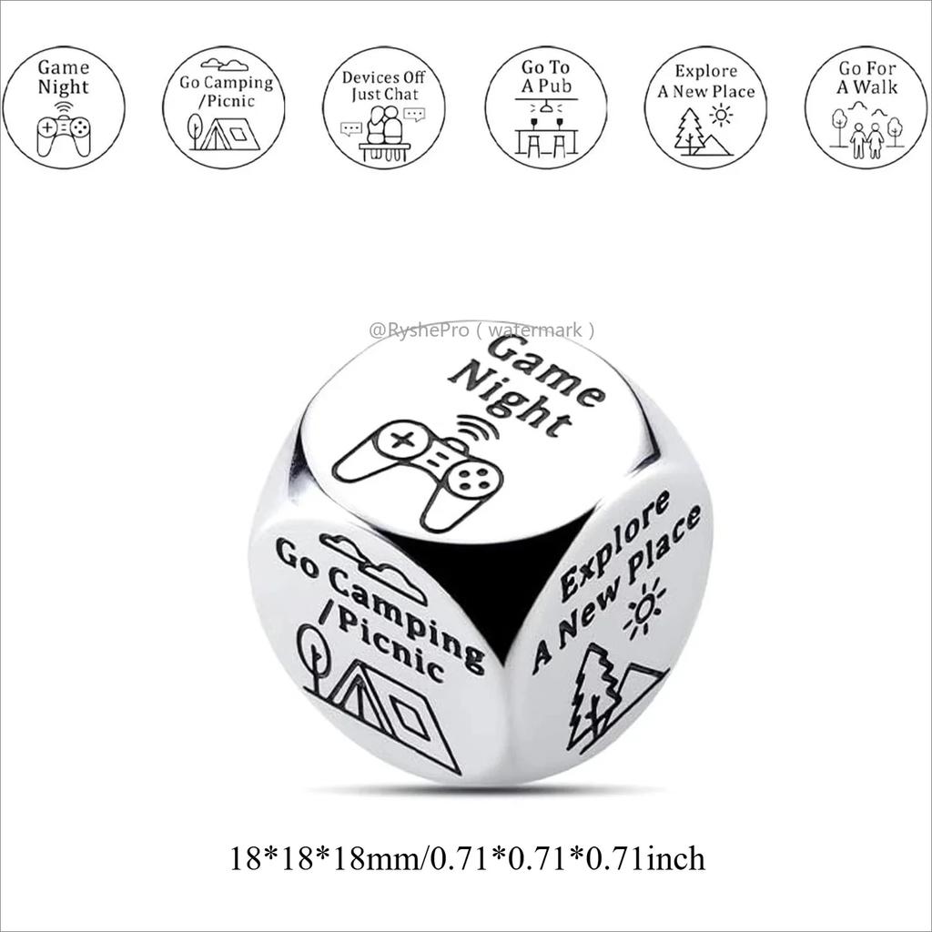 1pc Food Decision Dice Anniversary Date Night for Couple Stainless Steel Food Determine Dice Set Men Women Birthday Wedding Gift