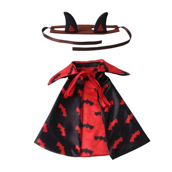 1 Set Gothic Devil Pet Clothes, Adjustable Devil Horn Headband Bat Print Cloak, Halloween Dog Devil Costume Set for Cats Dogs Party Outfit Cosplay M