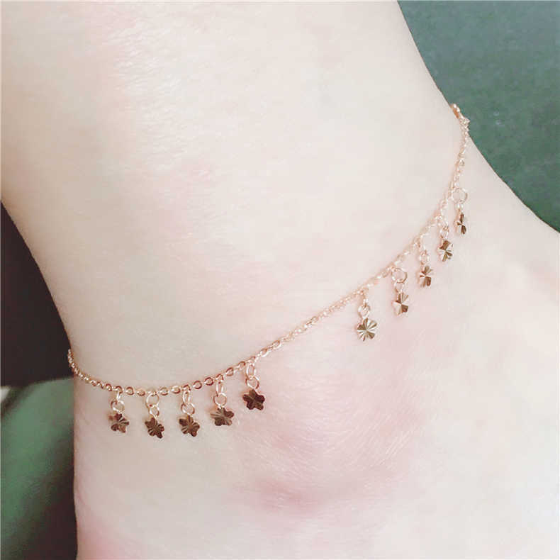 Purple Gold Car Flower Small Flower Anklet Plated Rose Gold Sequined Flower Anklet Love Flower Skirt Jewelry