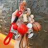 Keychain Sports Pendant with Braided Rope Metal Carabiner Mini Basketball Golf Clubs Charm