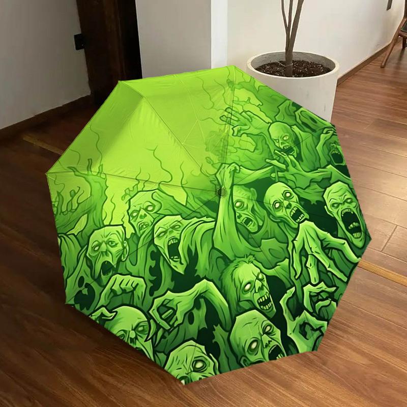 1PC Zombie Swarm Automatic Folding Umbrella - Compact 8-Rib Design, Durable Plastic & Iron, Lightweight for Outdoor Daily Use, Festive Gift061