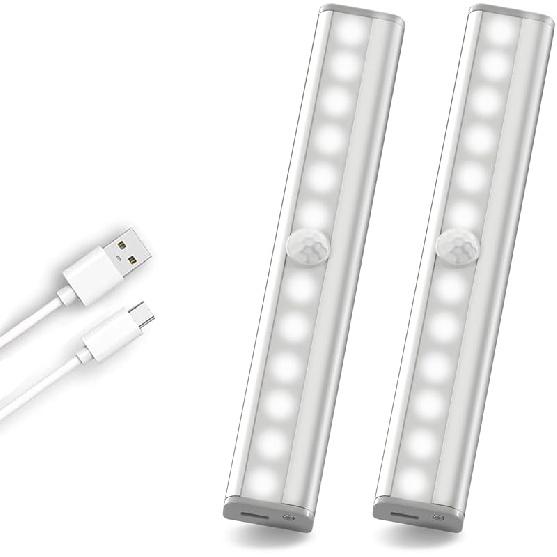 6PK Under Cabinet Lighting, 12LED Motion Sensor 12LED Light Indoor, Night Led Lights Rechargeable Stick-on Lights for Kitchen Closet Stairs