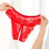 6 Colors Floral Lace Transparent Underpants Women Sexy Open Crotch Insertable Thongs Plus Size Low Waist Underwear Briefs