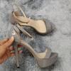 Women Sandals New 14cm Sexy Supper High Heels Patent Leather Nighclub Open Toes Platform Sandal Party Wedding Shoes Shoe