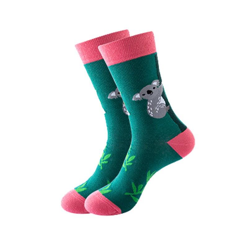 Stylish Mid-Calf Socks With Animal Print Dog Cat Design Men Women Cotton Blend Comfortable Casual