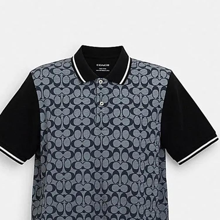 Coach Ss24 Pattern Printed Casual Short Sleeve Polo Shirt Men Tops Gray CO816-RBC