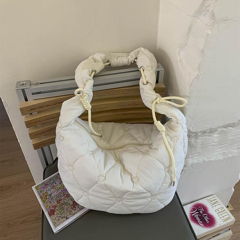 

Хлопковая одежда женская сумка-пельмень сумка подмышку текстура иностранный стиль сумка для поездок на работу большая вместимость сумка-тоут сумка на плечо белый