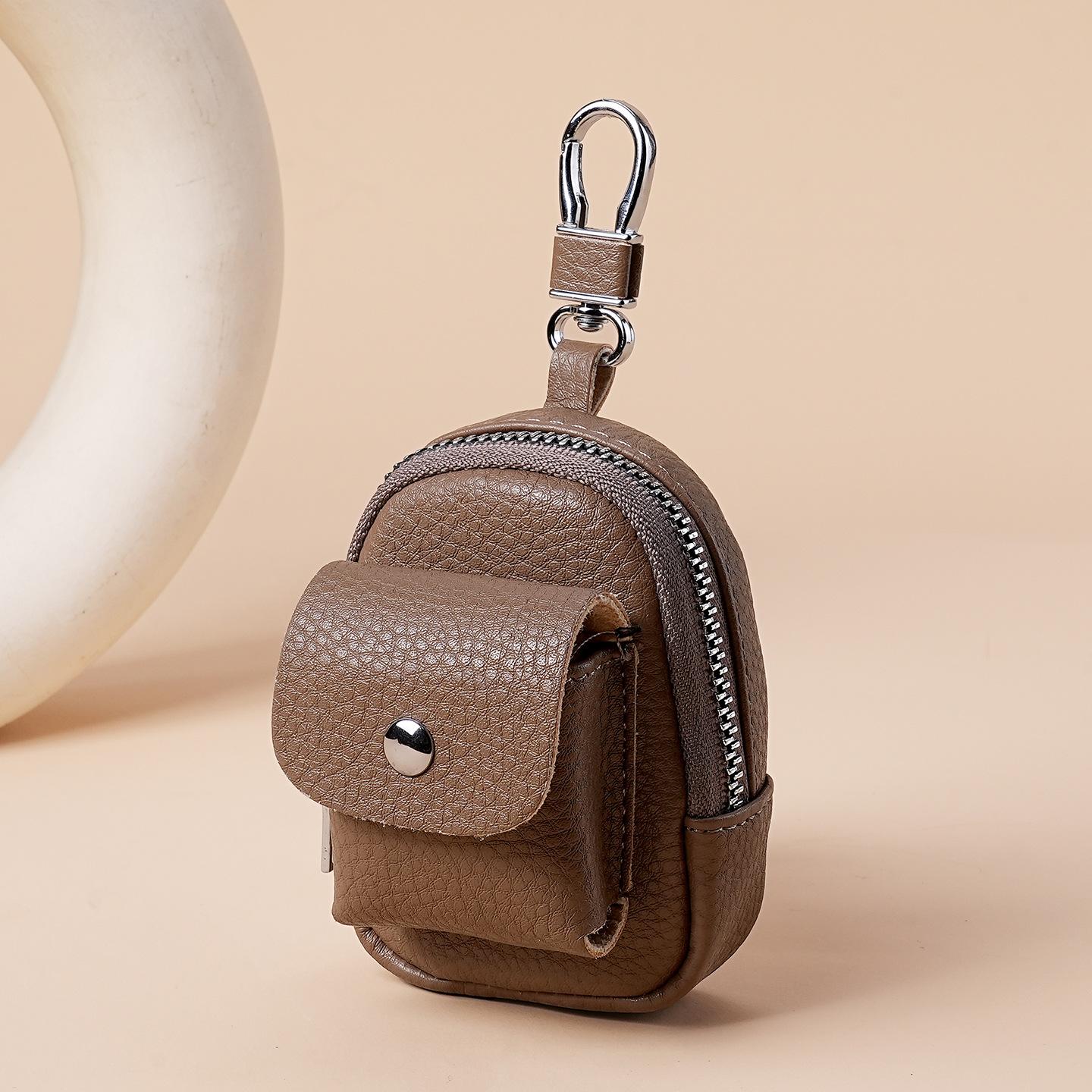 

Mini Pu Leather Coin Purse Zipper Earphone Bag Keychain Wallet for Men Women Gift хакі