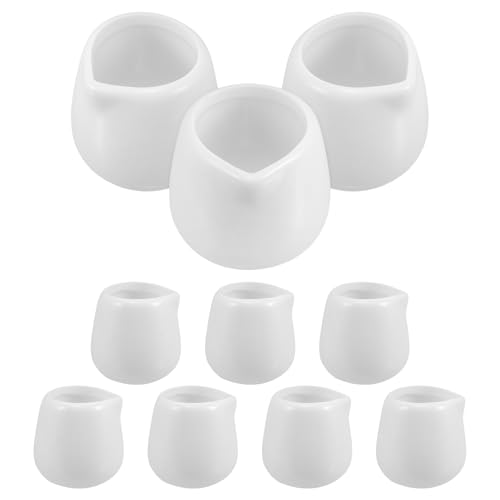 NUOLUX Milk Pitcher, Ceramic Milk Jugs, Pack of 10, Coffee Creamer, Ceramic Mini Sauce Pot Cup, White, Small Milk Pot