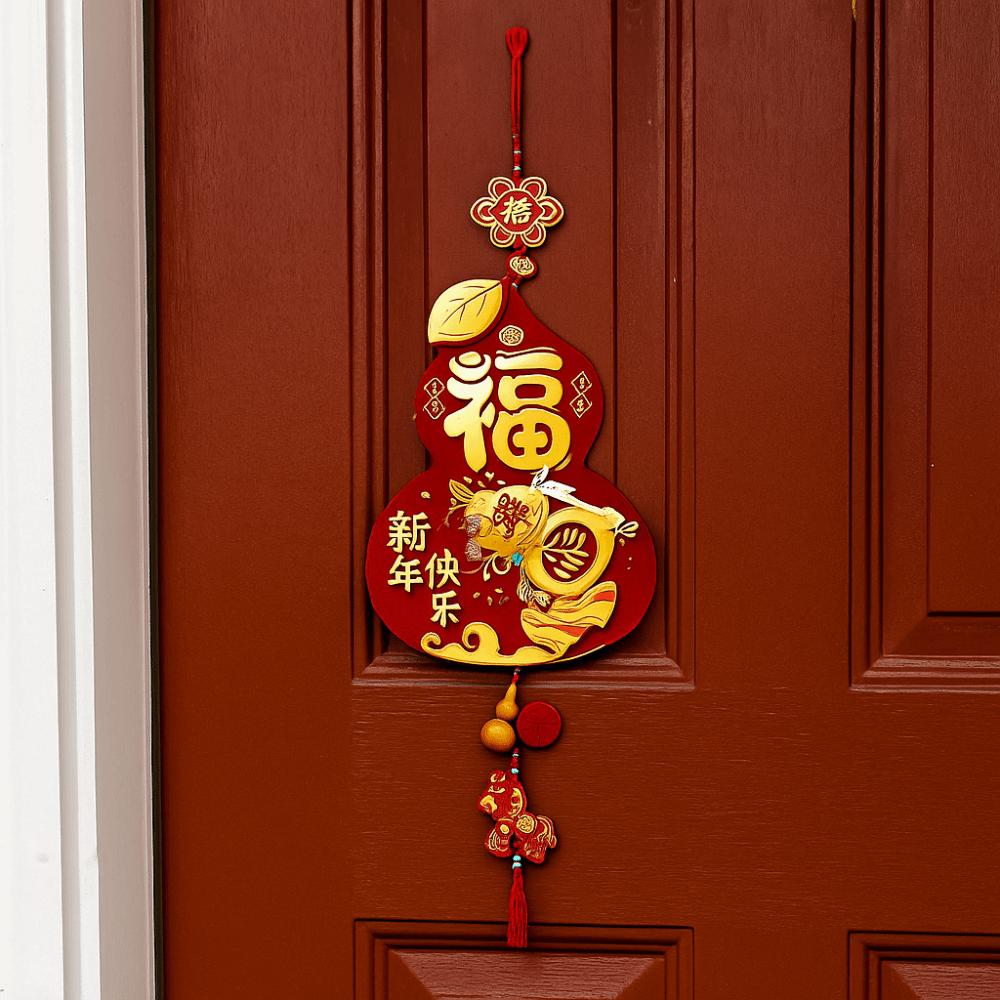 Chinese Style New Years Decoration Red Good Luck Spring Festival Door Decoration Traditional Velvet Horse Year Hanging Ornaments