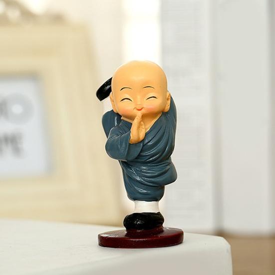 4 Pcs Baby Buddha Statue Small Buddha Monk Figurine Little Kungfu Monk Sculpture for Home Office Desk Car Dashboard Decor