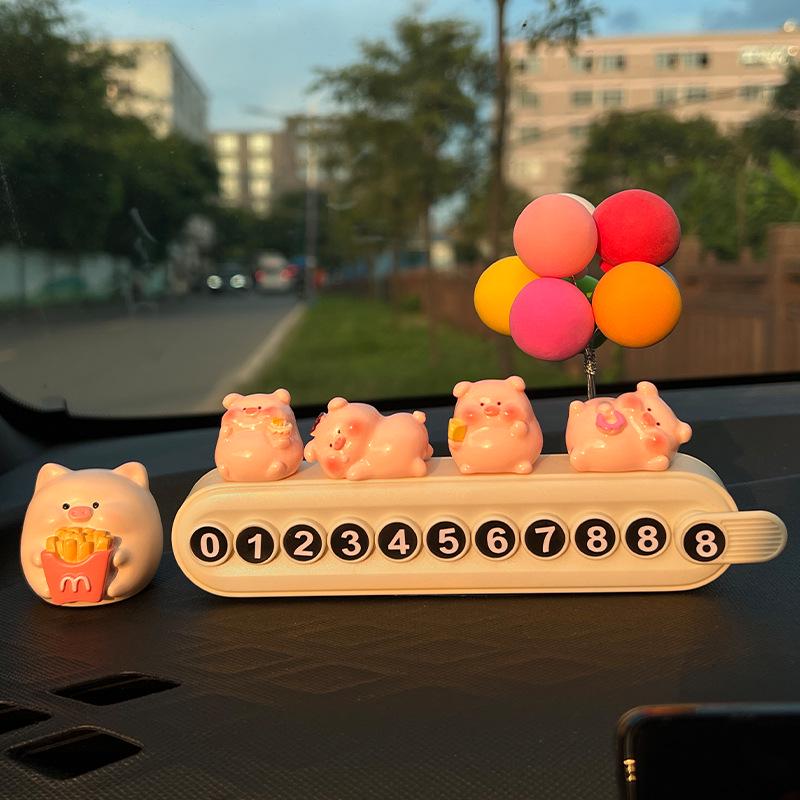 Adorable Pig Parking Phone Number Plate - Car Interior Ornament