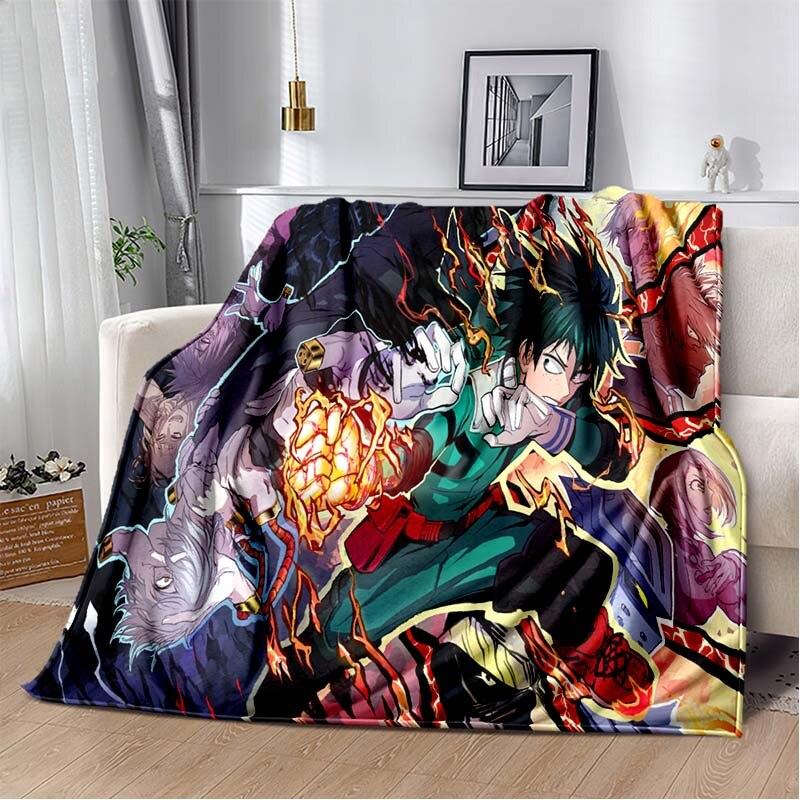 Anime My Hero Academia imprimată artă pătură fleece pentru paturi drumeții picnic pilota groasă cuvertură de pat la modă pătură fleece